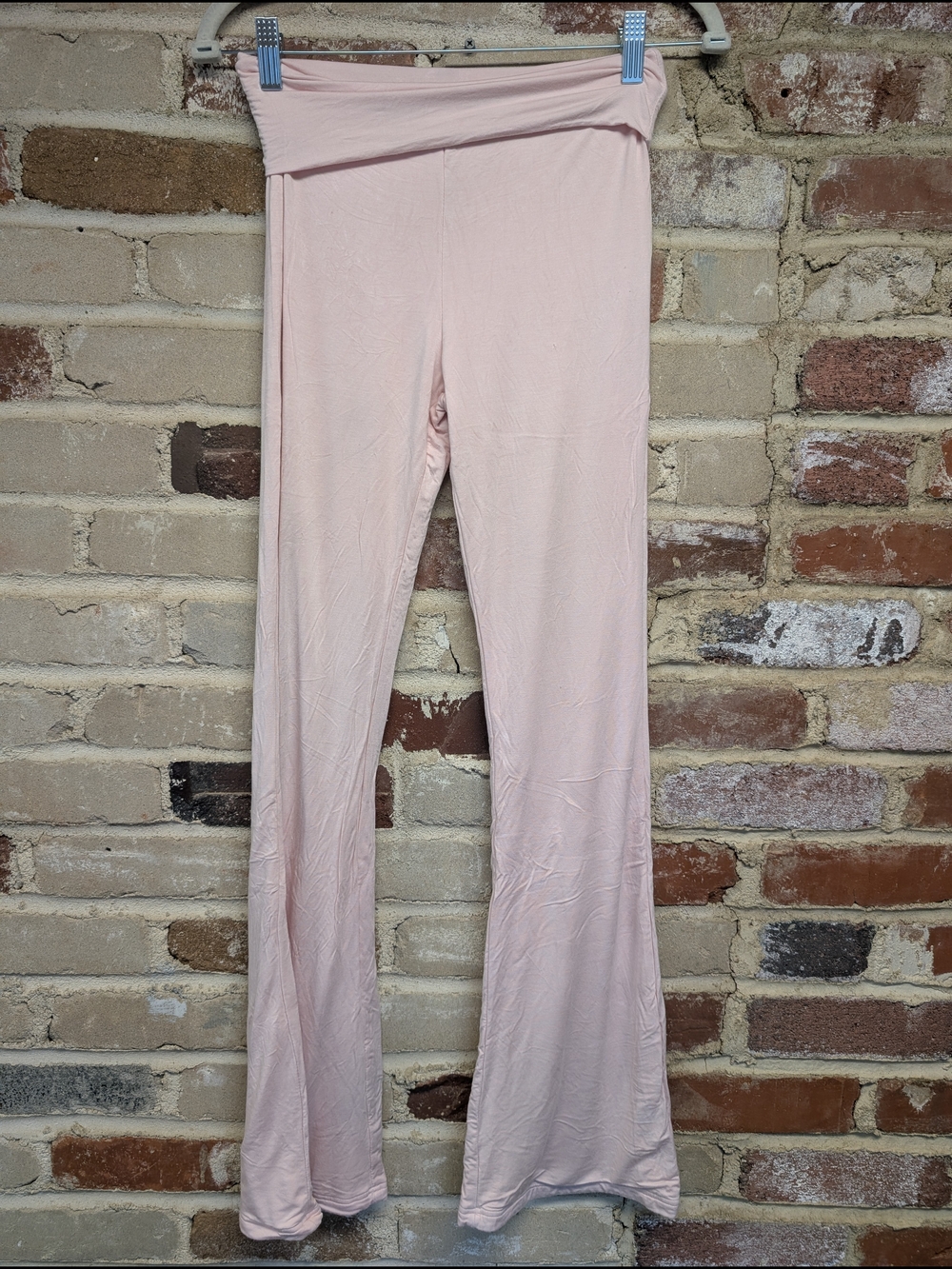 Women's Light Pink Fold-Over Waist Leggings